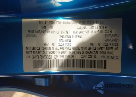 2019 Toyota Yaris Le from USA, damaged, VIN 3MYDLBYV3KY511197